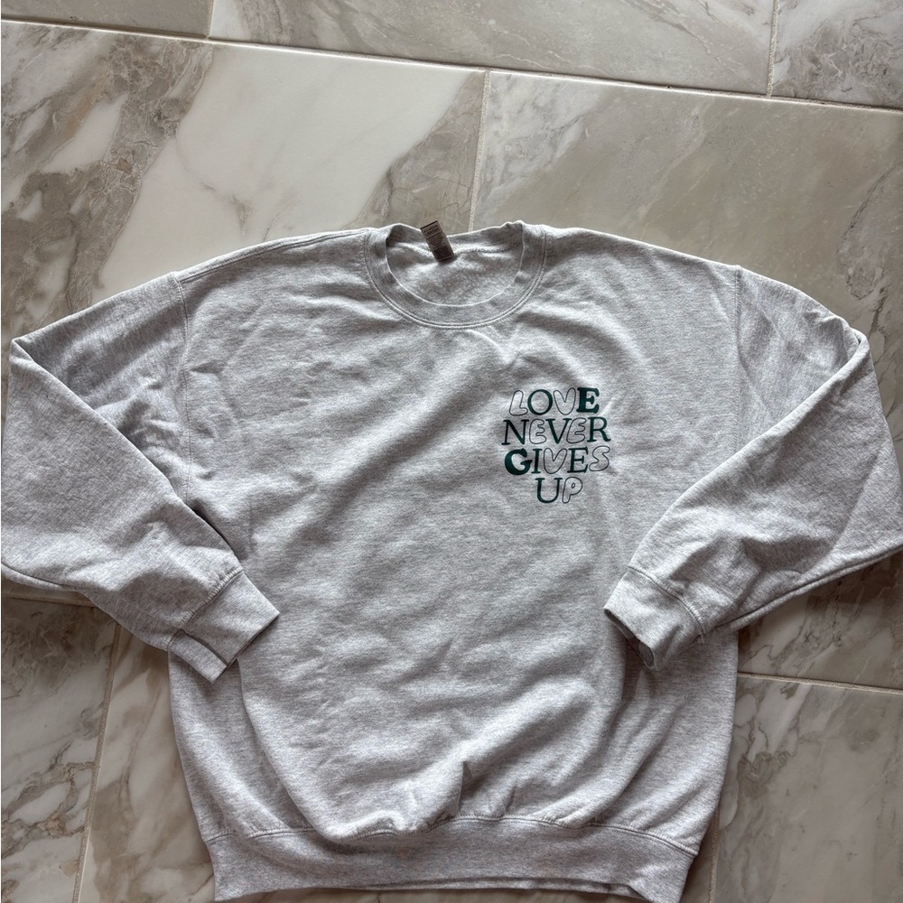 Gildan Gray Crewneck Sweater with Inspirational Print